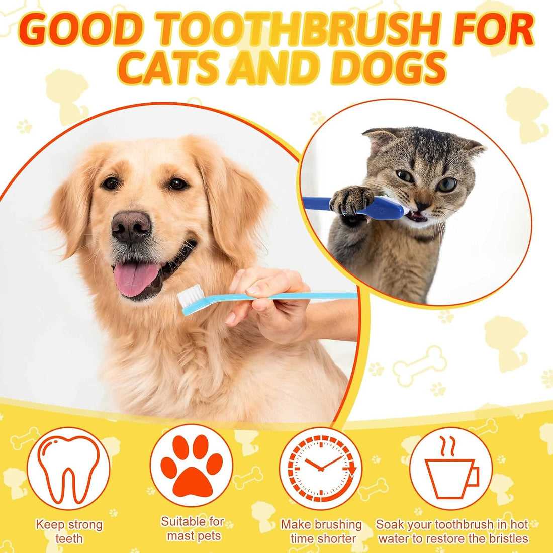 Eaasty 300 Pcs Dog Toothbrush Bulk Dual Headed Dental Brushes Puppy