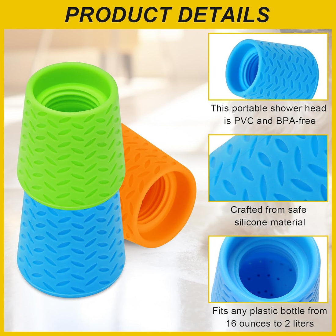 Portable Outdoor Shower for Dogs, 3 Pack, Blue/Green/Orange