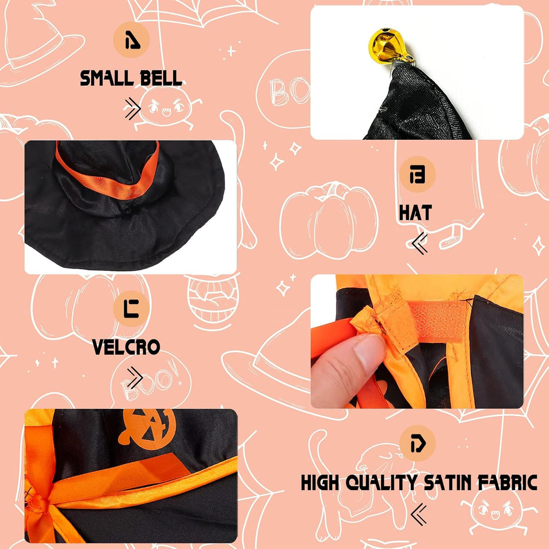 Halloween Costumes for Small Cats Witch Cloak Wizard Hat Cat