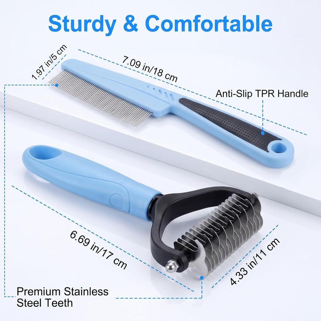 Pet Grooming Combo Flea Lice Combs for Dogs Cats Stainless Steel