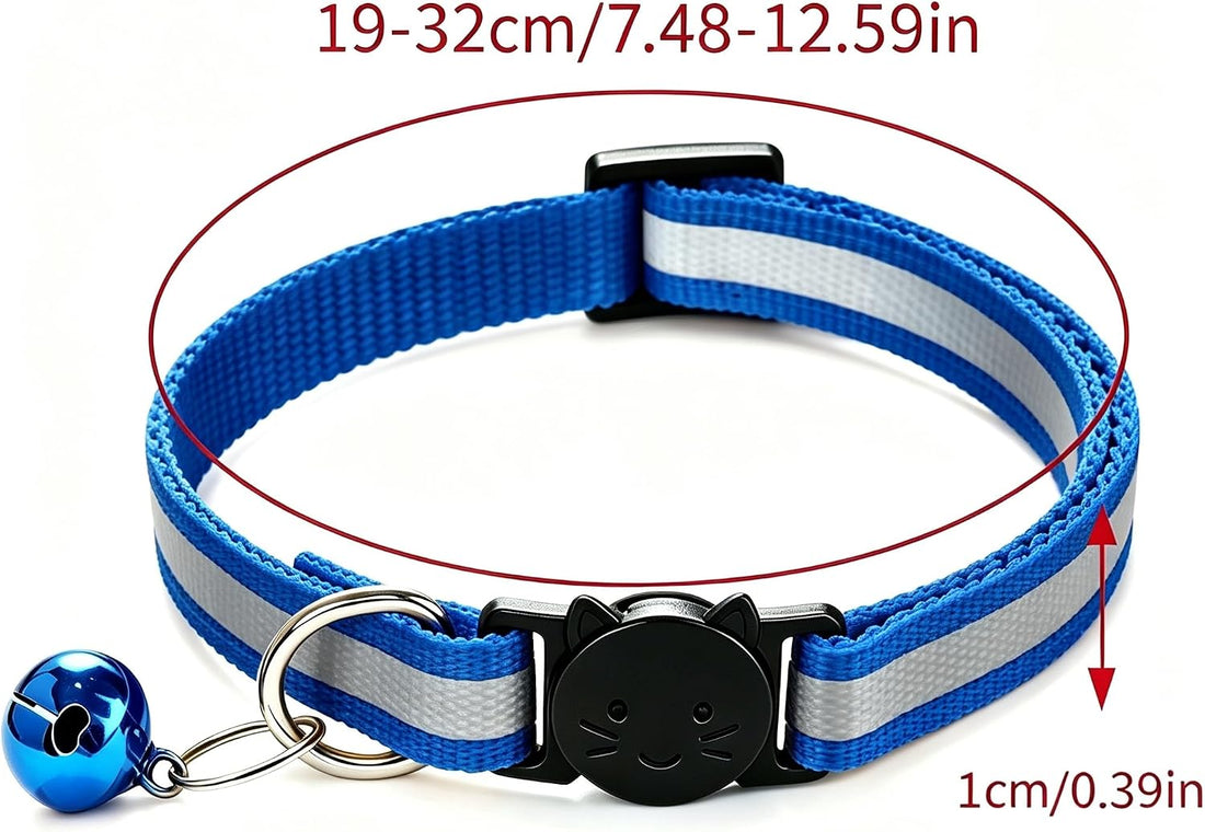 6Pack Cat Collars Quick Release Reflective Kitten Collars with Bell