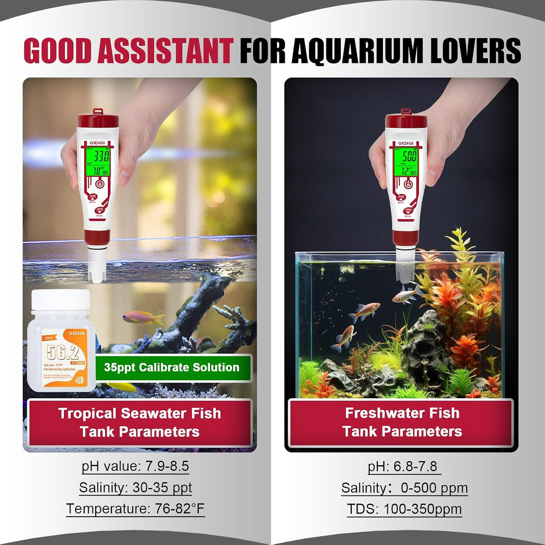 Aquarium Salinity pH Meter,Digital Pool Salt Tester