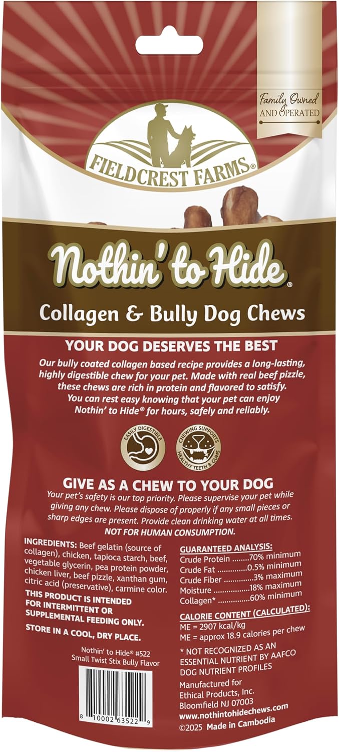 Fieldcrest Farms Nothin' to Hide Twist Stix, Beef Bully, 10 Count