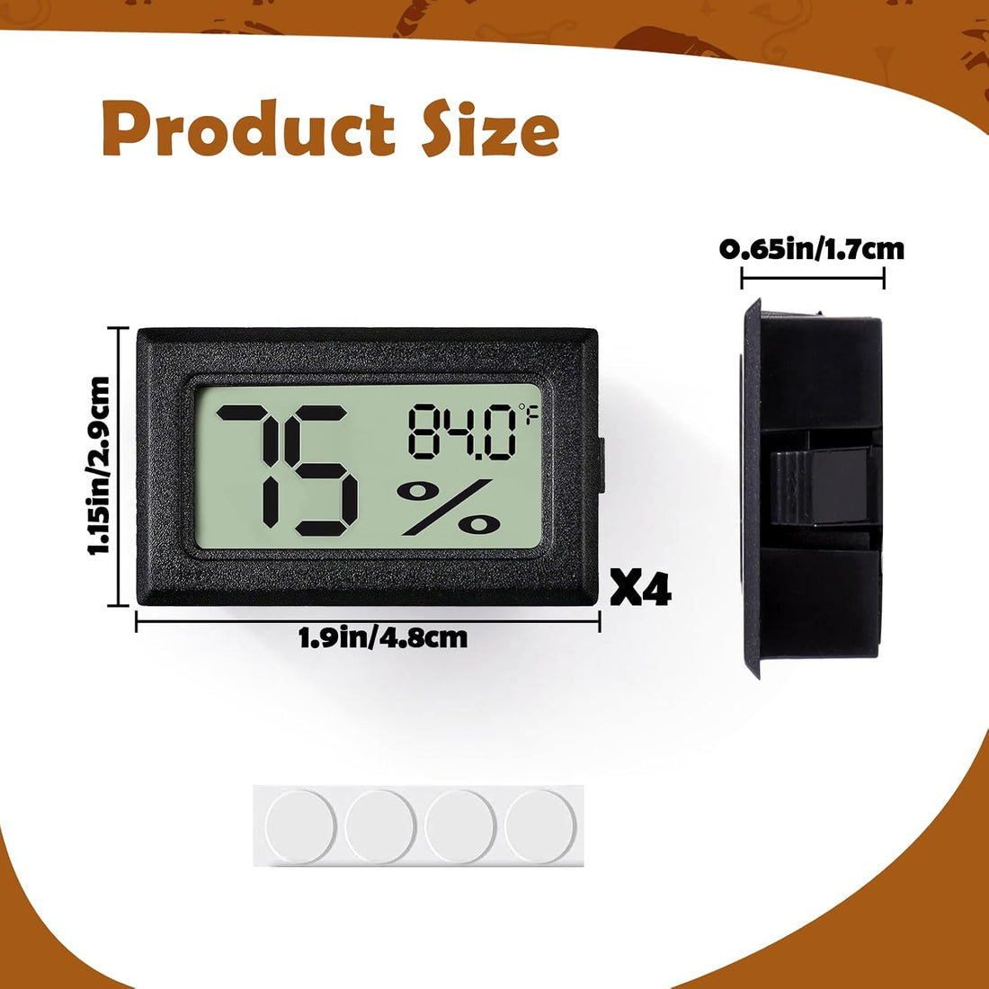 Reptile Thermometer and Humidity Gauge,2PCS Digital Hygrometer