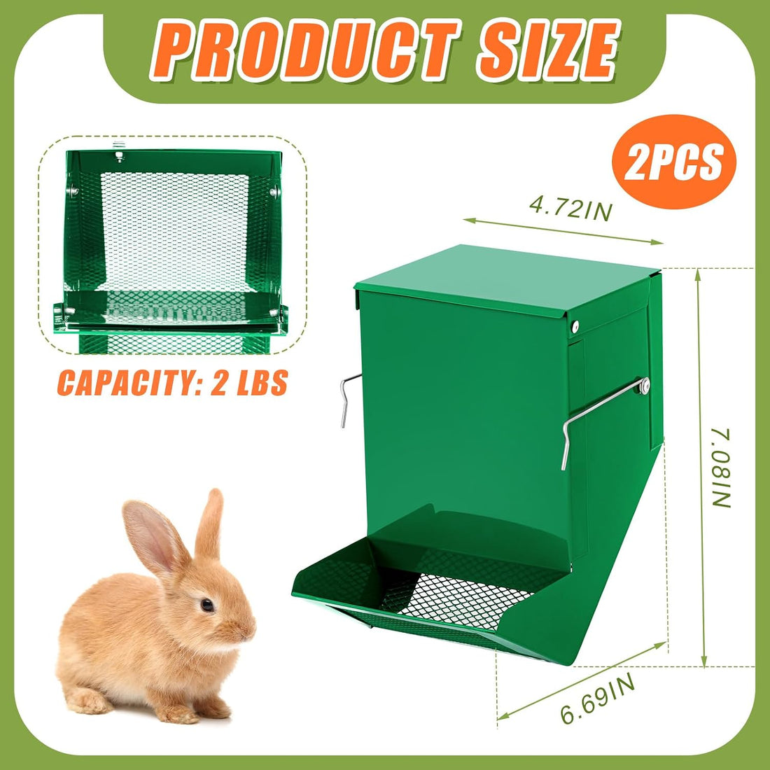 Maxcheck 2 Pcs Rabbit Feeder for Cages