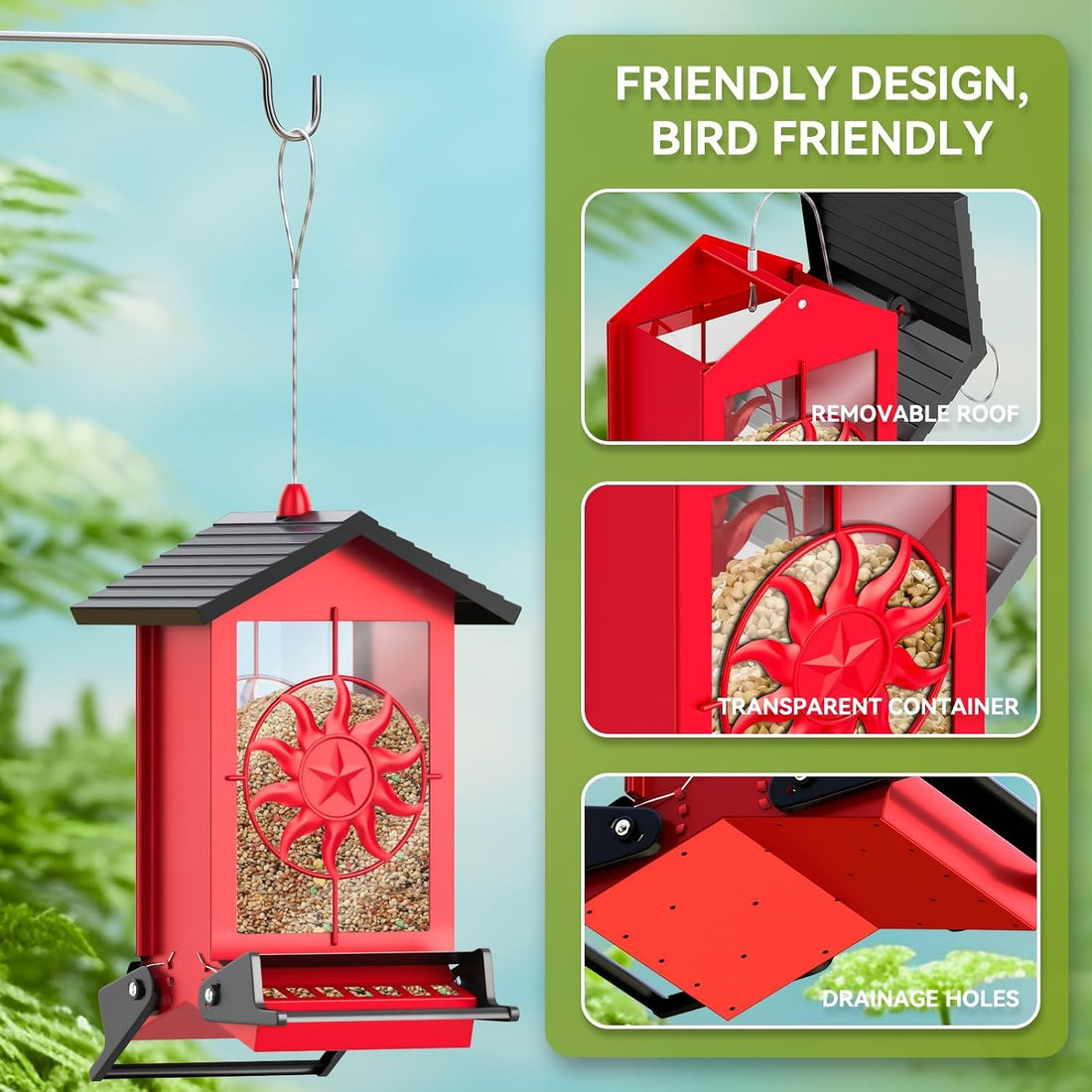 Squirrel Proof Bird Feeders for Outdoors with Weight-Activated