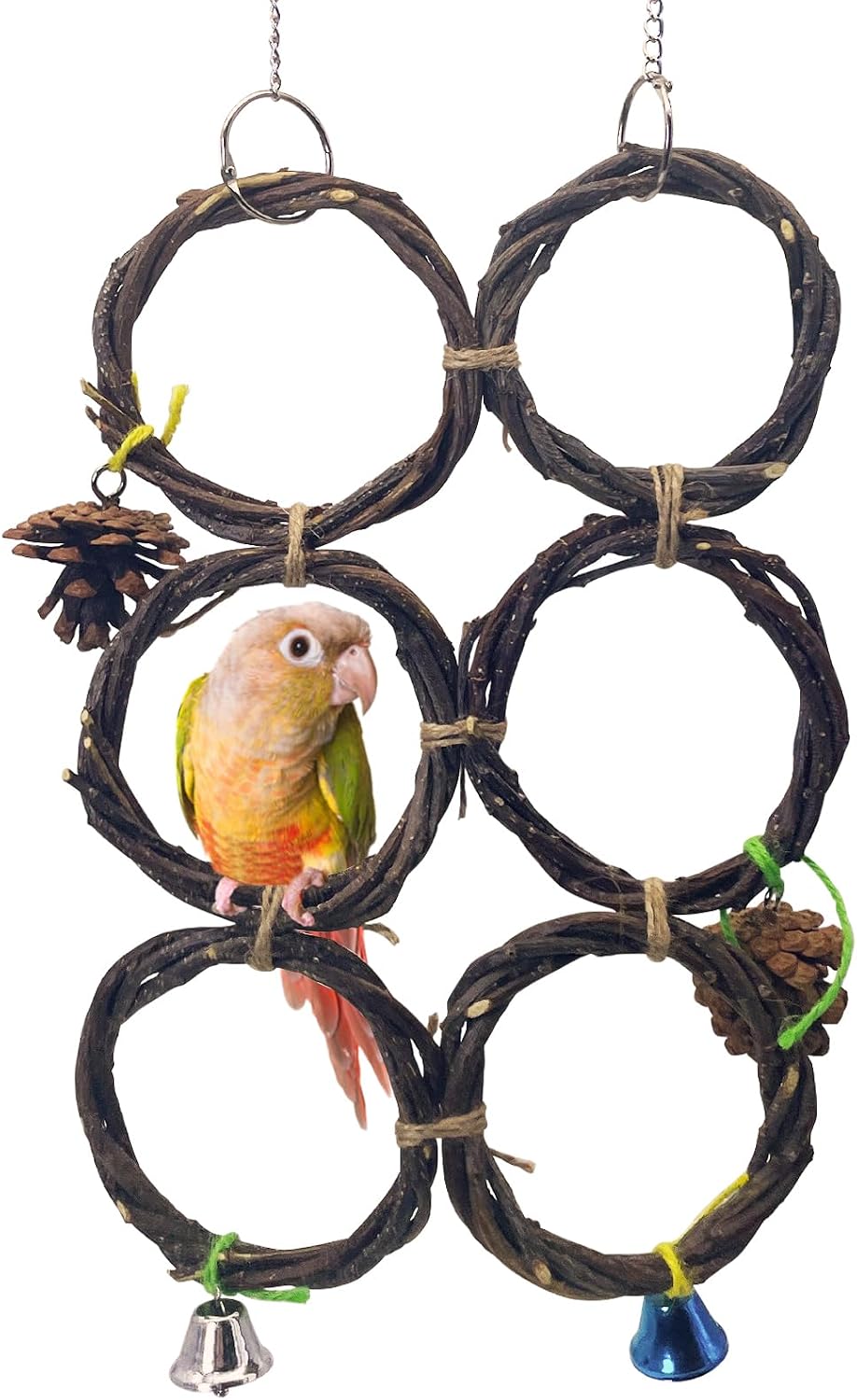BNOSDM Bird Swing Rings Toy Wood Parrot Perches Natural Climbing