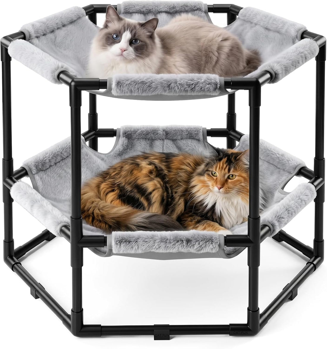 Elevated Cat Hammock Bed, Hexagon Raised Cat Bunk Bed Swing Cot Chair