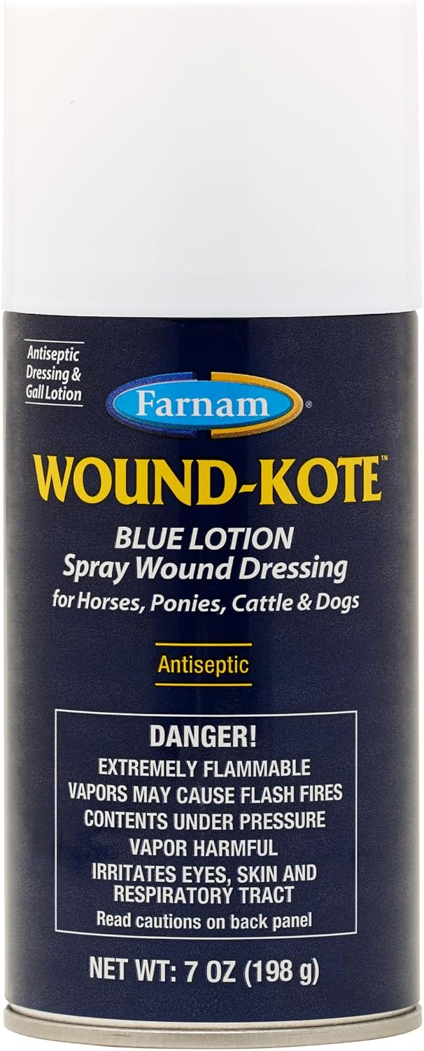 Farnam Wound-Kote Blue Lotion Spray Wound Care for Horses 7 Oz.