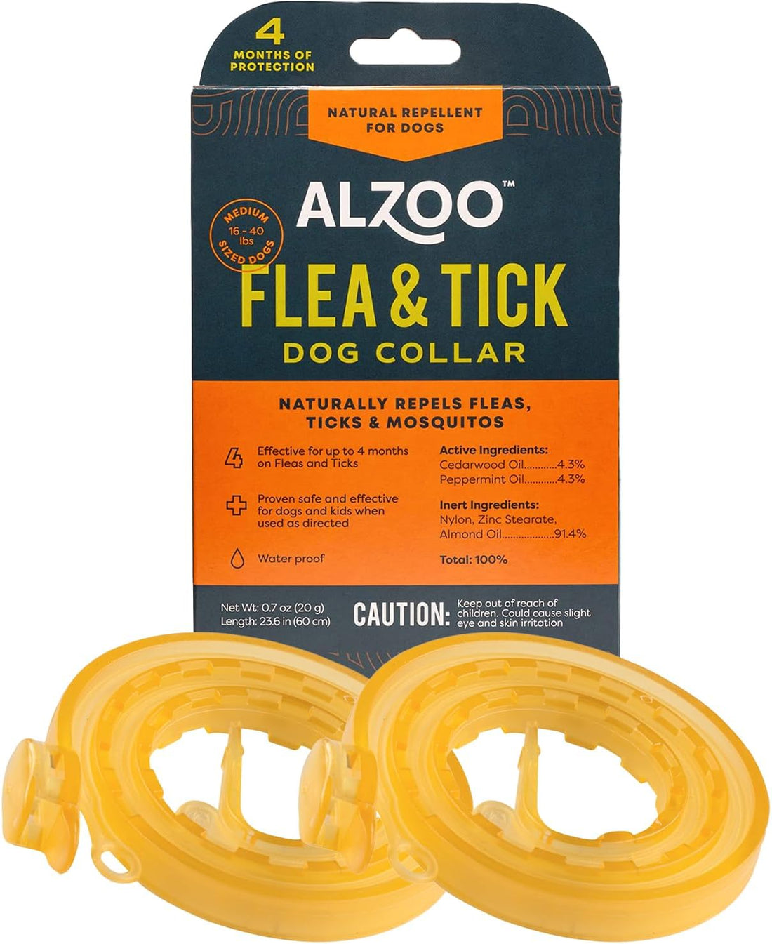 ALZOO Plant Based Flea & Tick Dog Collar - Helps Repel Fleas