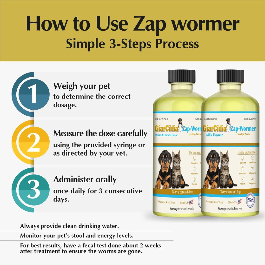 No More Worms in Cats and Dogs- Dewormer for Cats and Dewormer