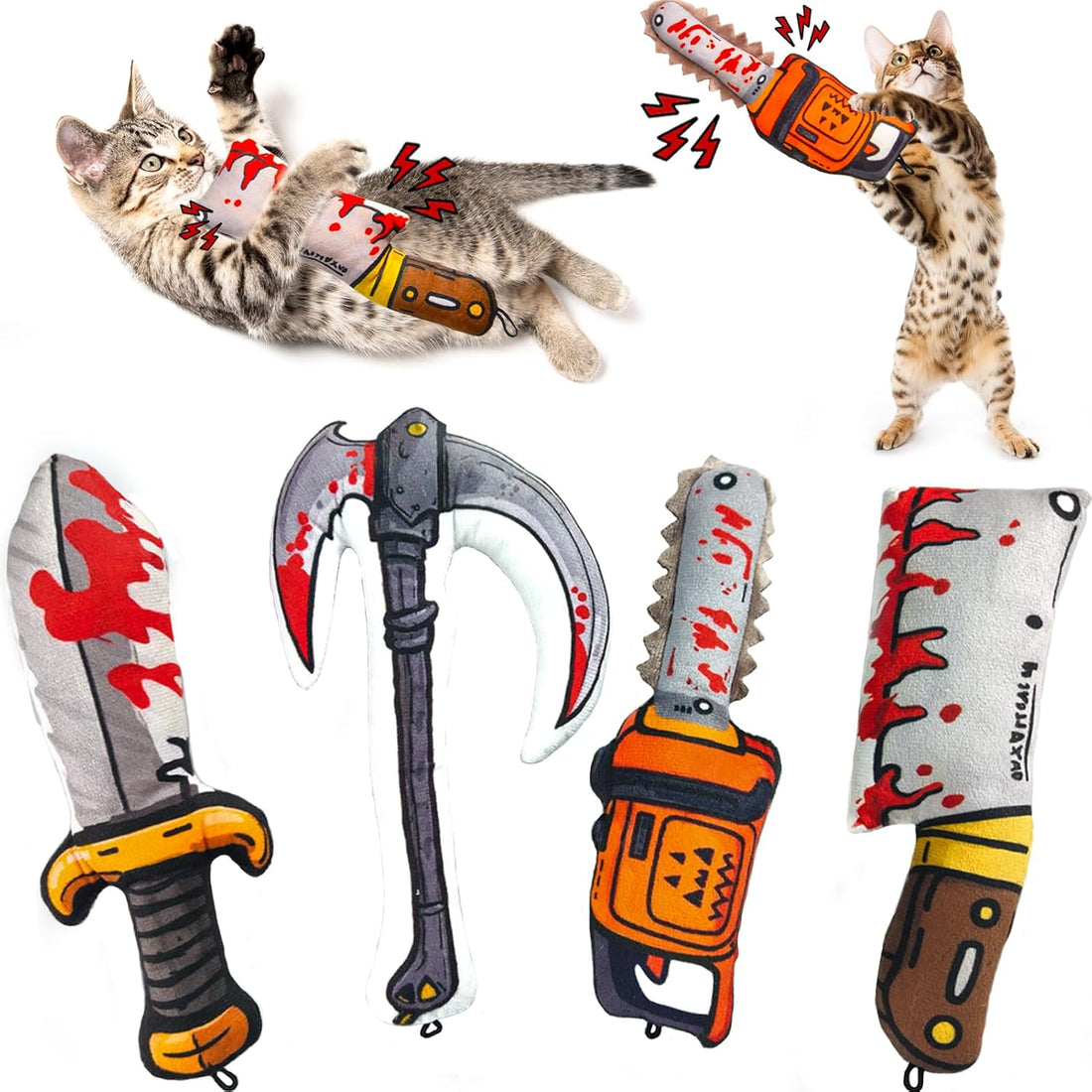 Catnip Toy [2000mg Premium Catnip], Chainsaw Style Cat Kicker Toy