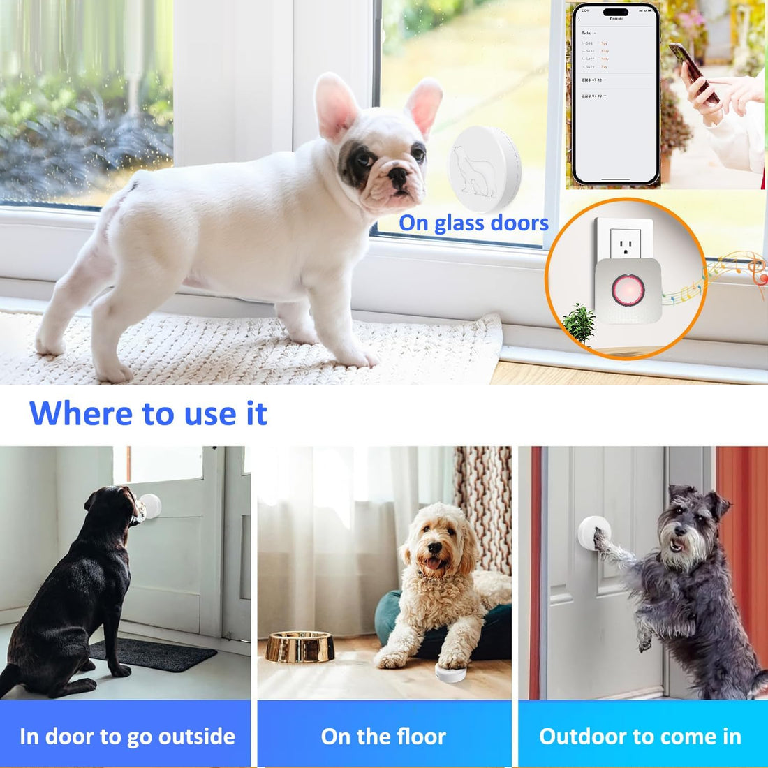 YisTech WiFi Dog Door Bell for Potty Training to Go Outside