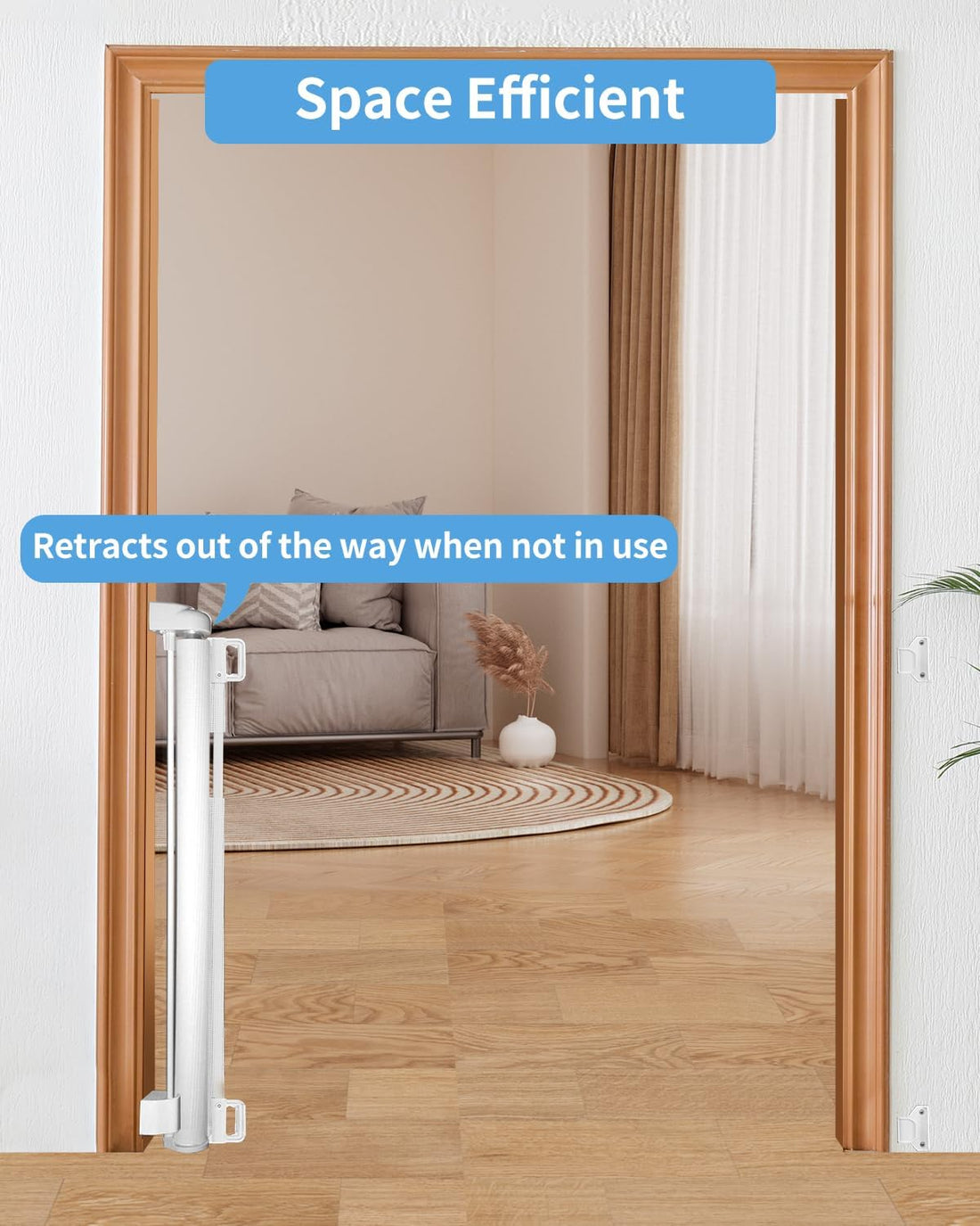 Veraste Retractable Mesh Baby & Pet Gate for Doorways and Stairs