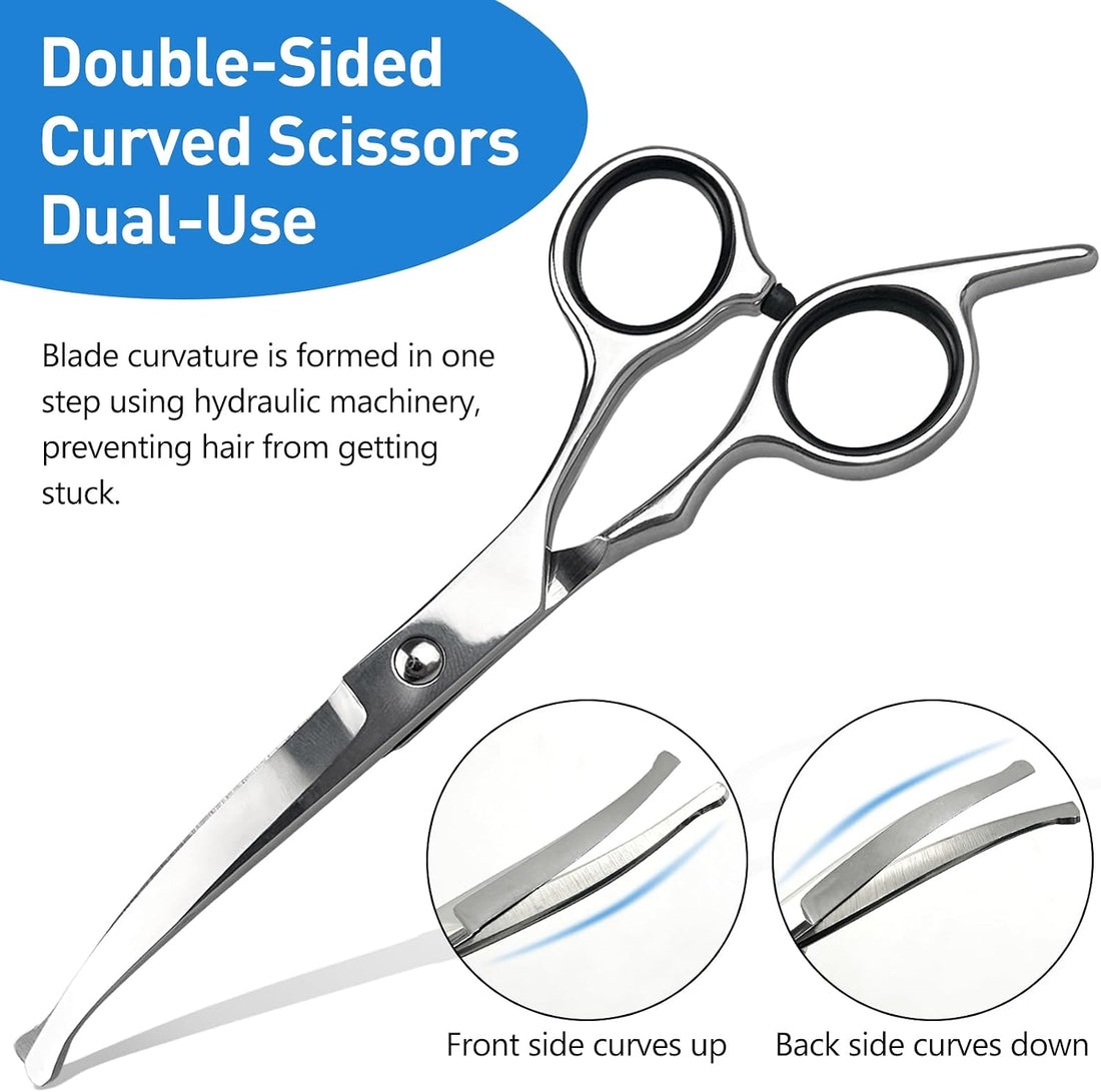 Professional Curved Dog Grooming Scissors with Rounded Tips