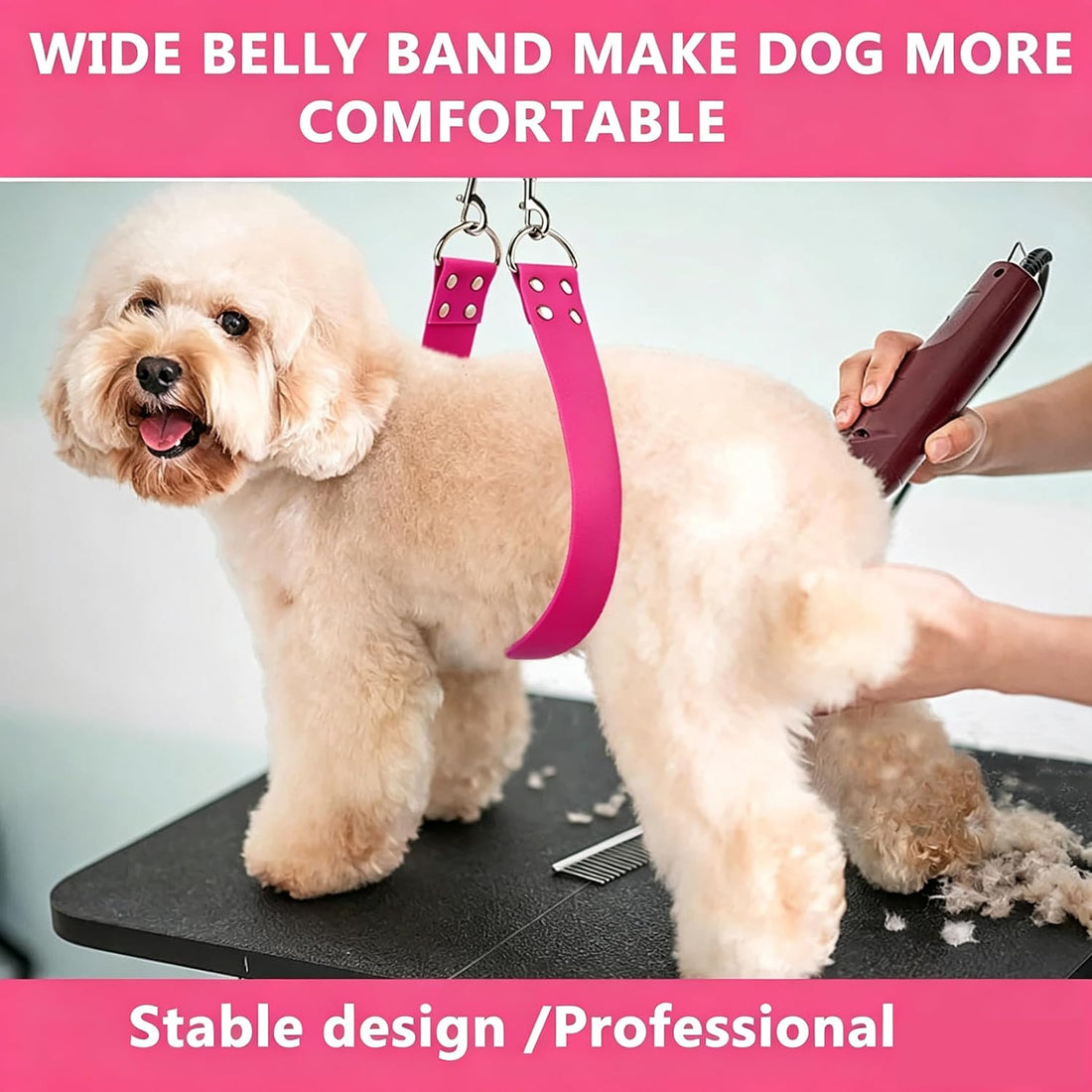 Dog Grooming Belly Band - Pet Grooming Belly Straps Pink Groomer