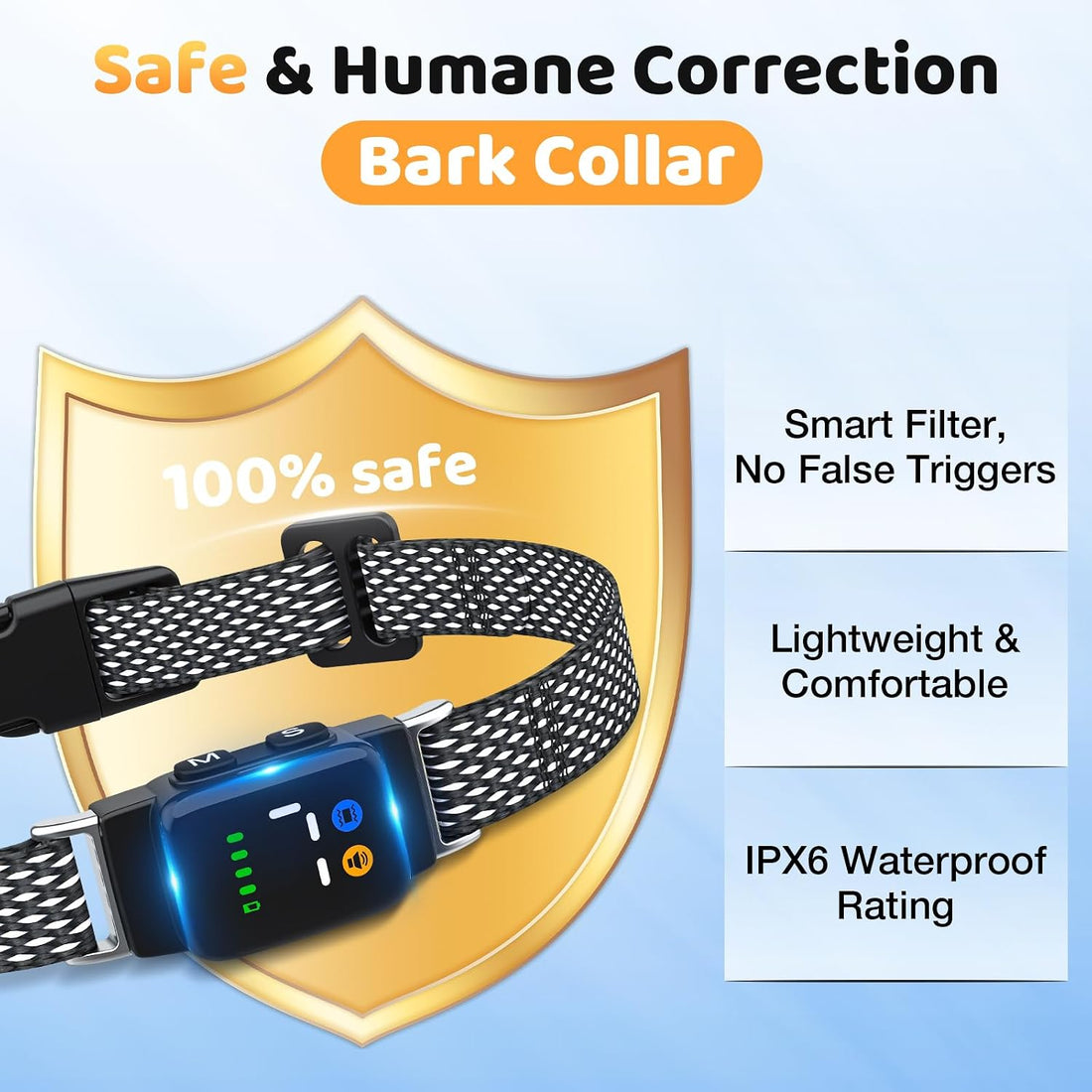 MASBRILL Bark Collar for Small Dogs, Adjustable Sensitivity