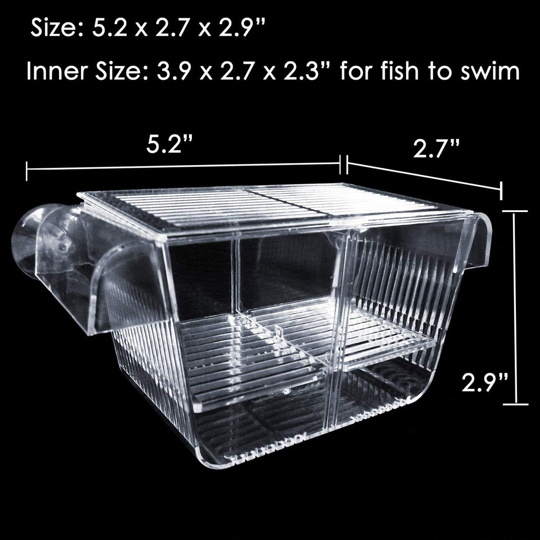 capetsma Fish Breeding Box, Acrylic Fish Isolation Box with Suction