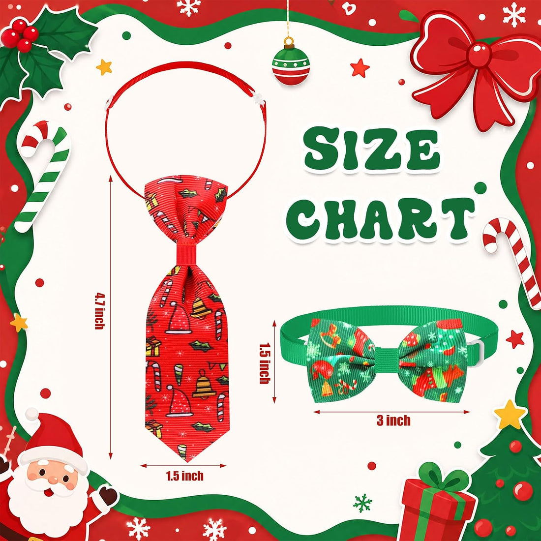 Talltalk 240 Pcs Christmas Dog Bow Ties, Adjustable Xmas Neckties