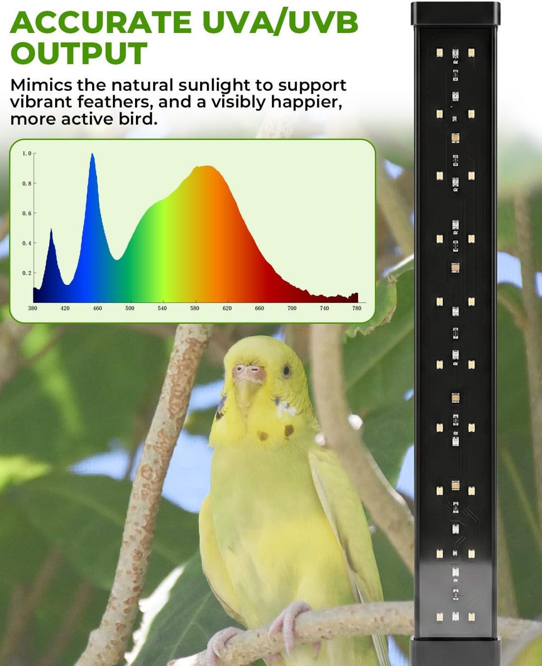 UVB Light for Birds, Full Spectrum LED Bird Cage Light for Parrot