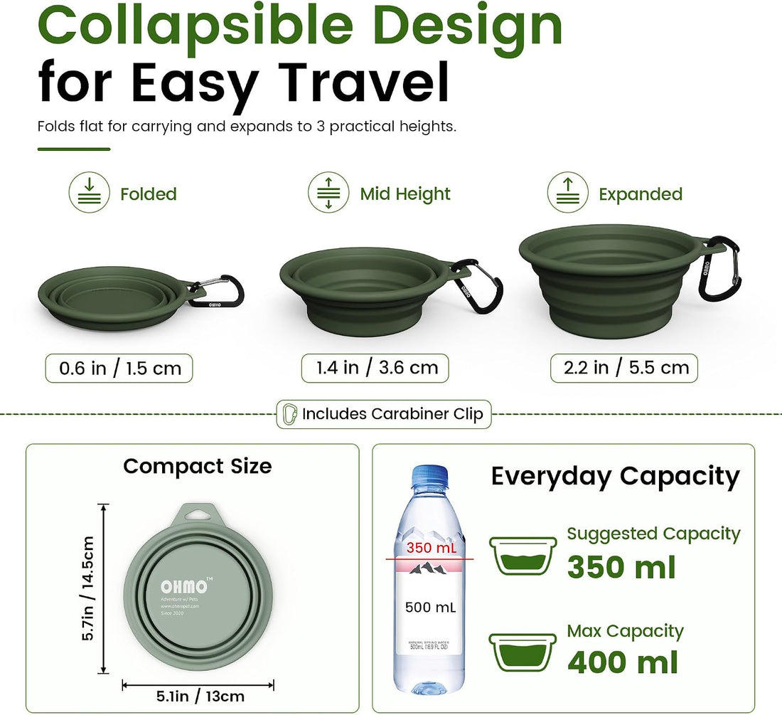 OHMO Collapsible Dog Bowl Premium Silicone Pet Water Bowls for Cats