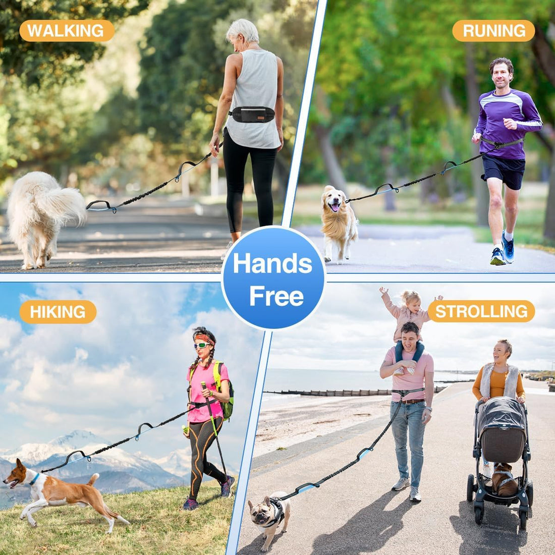 Kytely Hands Free Dog Leash with Zipper Pouch