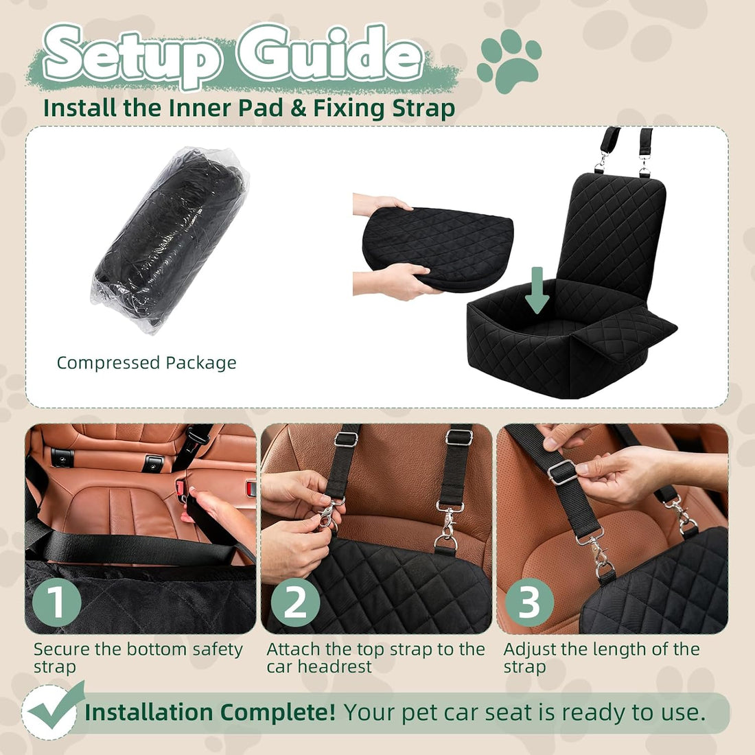 Dog Car Seat with Foldable Armrest for Small/Medium Dogs