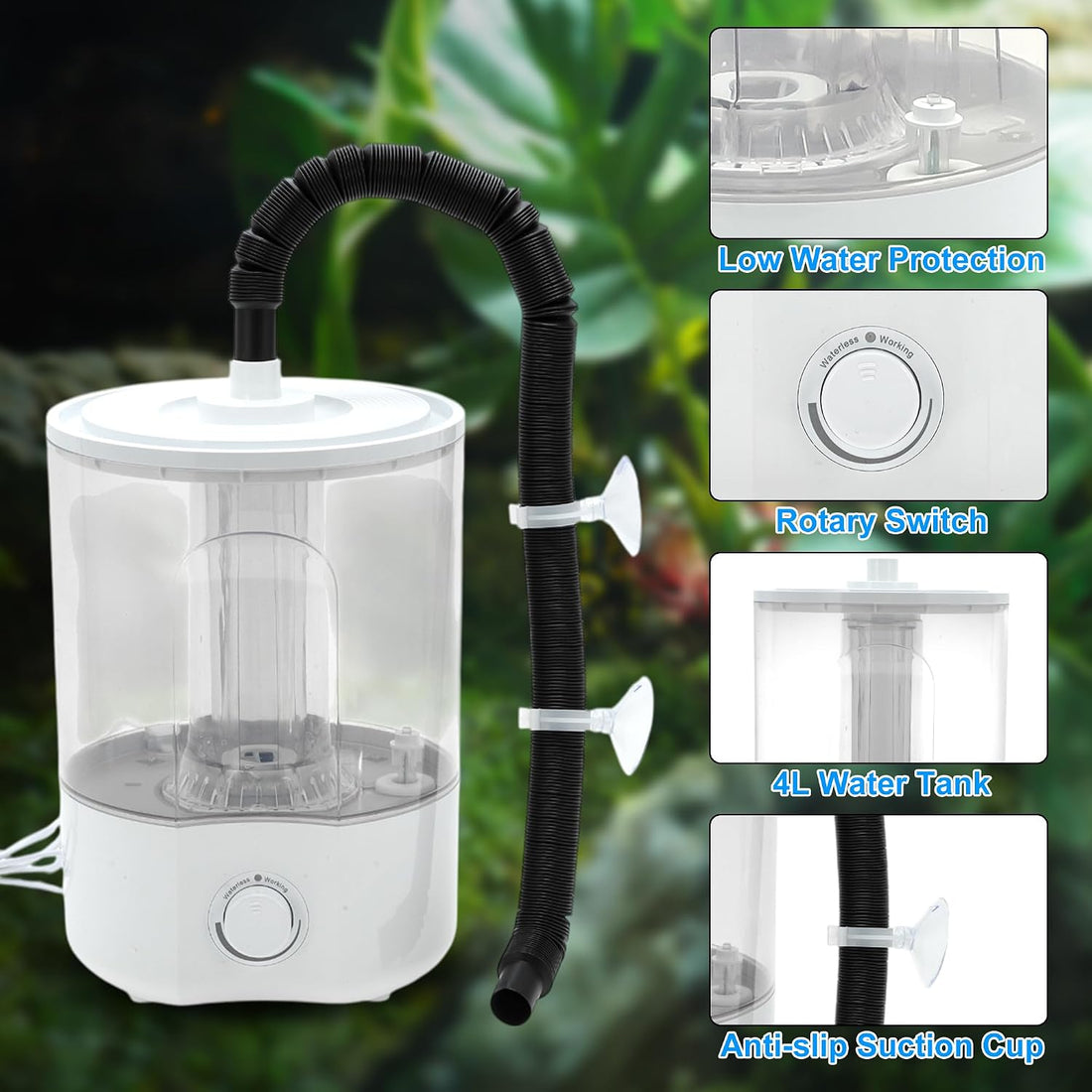 Reptile Fogger 4L Top Fill Mister, Adjustable Humidifier, White