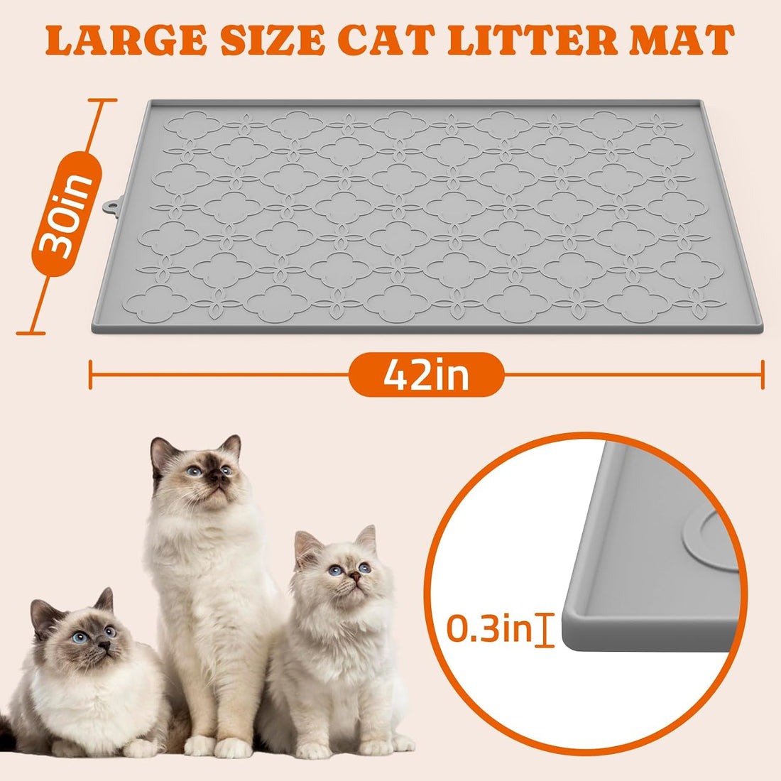 Pawtners Silicone Cat Litter Mat Extra Large 42" X 30", Easy to Clean