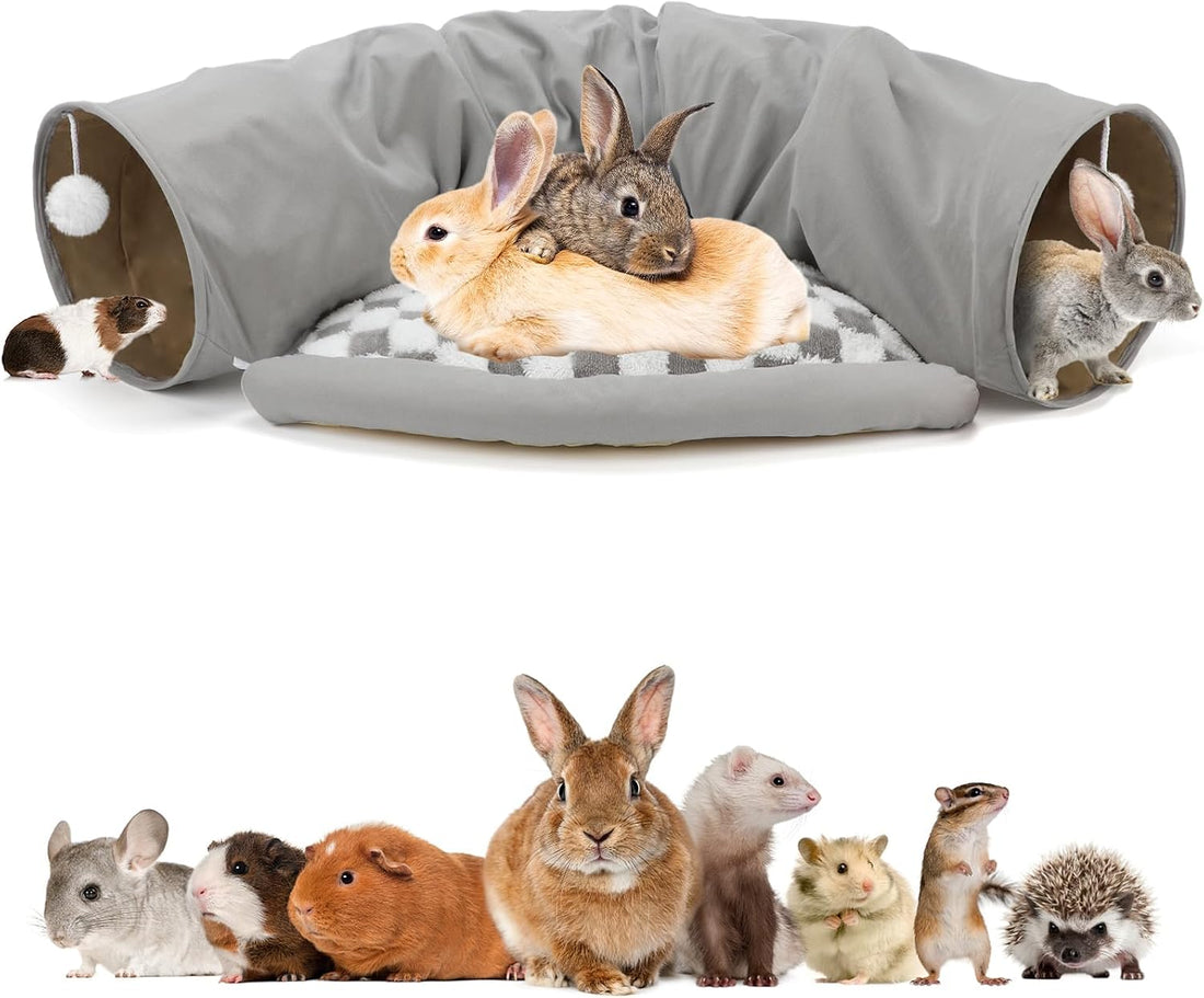 BWOGUE Bunny Tunnel Bed, 2-in-1 Collapsible Rabbit Tunnel Hideout