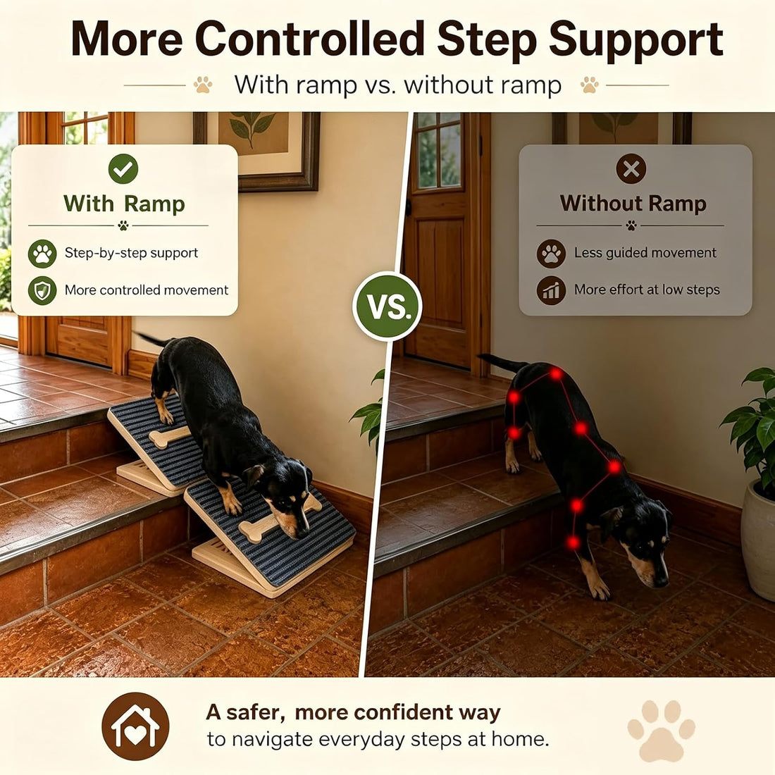 Dog Ramp for Stairs 2 Pack, 4-Level Adjustable Wooden Pet Steps