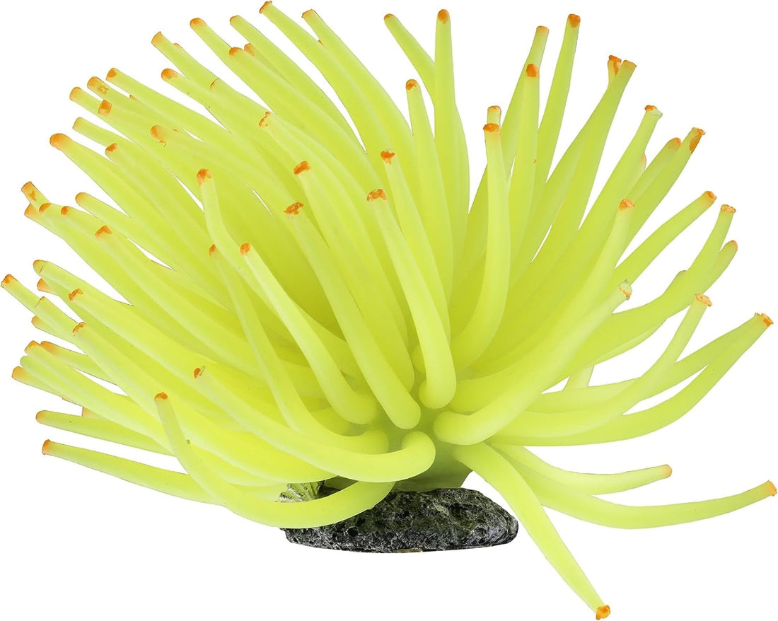 GloFish Yellow Anemone Ornament, Glowing Aquarium Décor