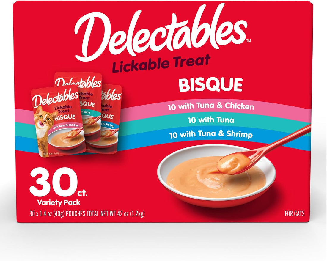 Delectables Lickable Treat Bisque Wet Cat Treat Variety Pack