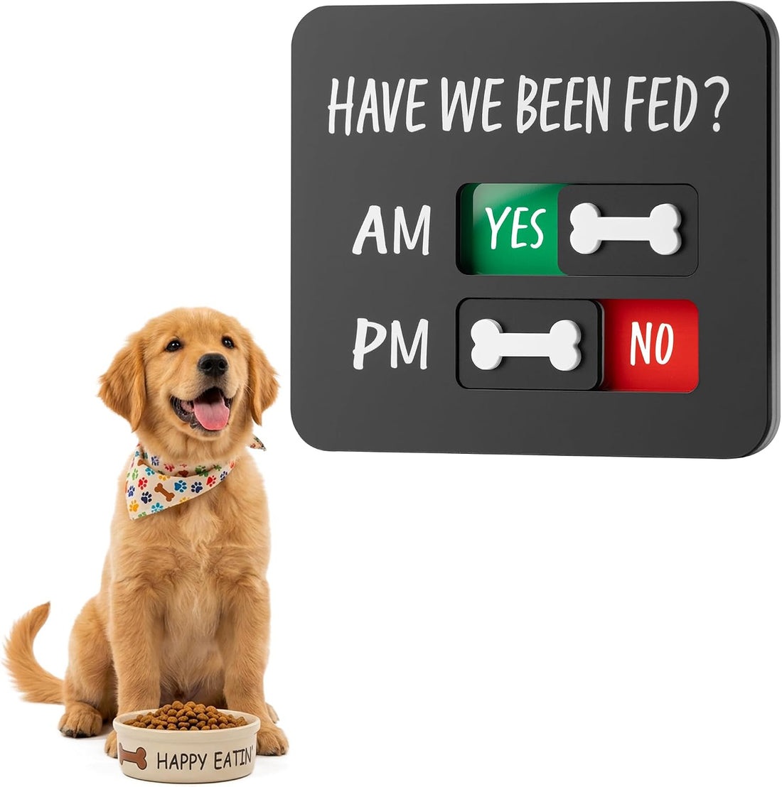 Dog Fed Sign with Magnet, AM/PM Dog Feeding Reminder Sign with 3D