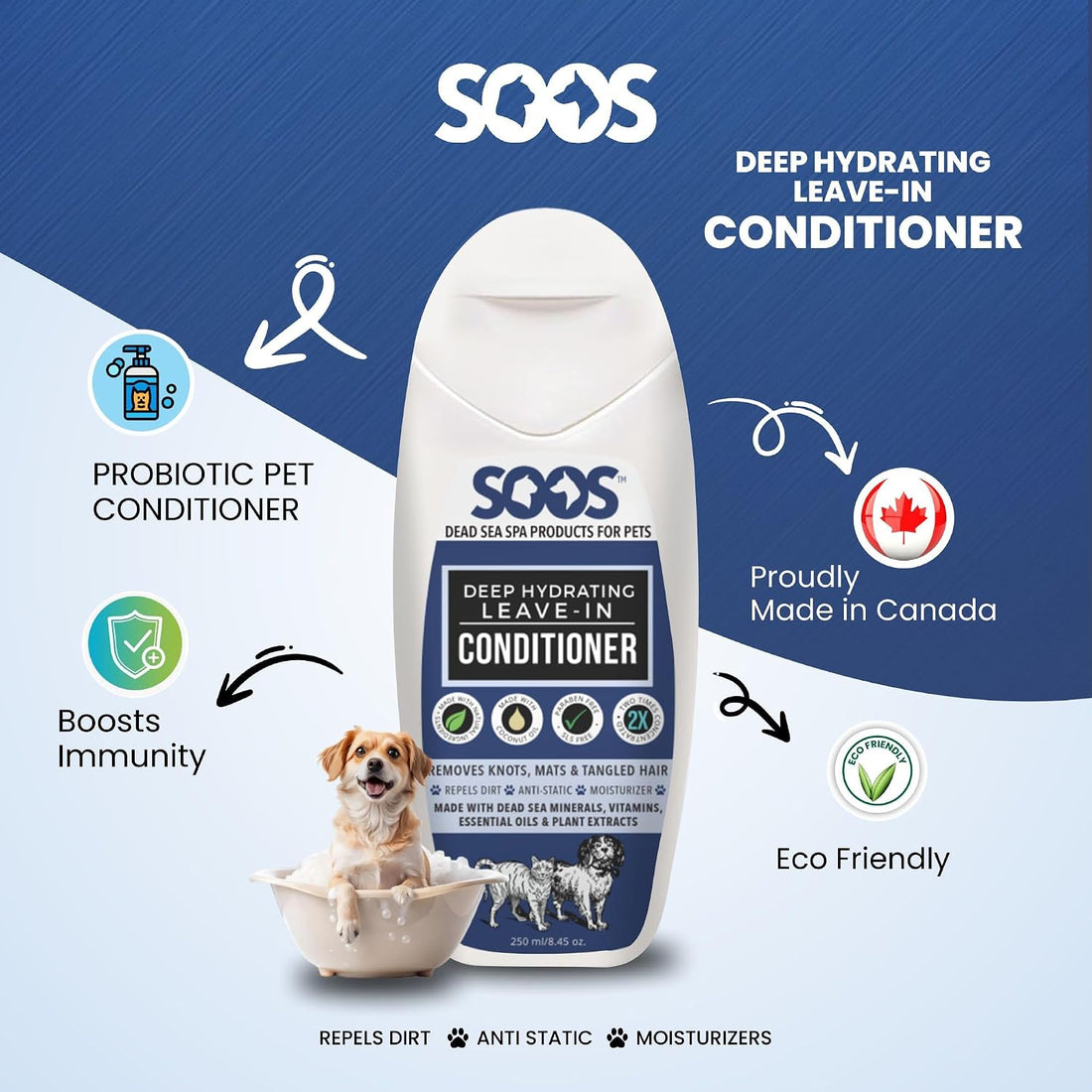 Soos Pets Deep Hydrating Leave-in Conditioner for Dogs and Cats