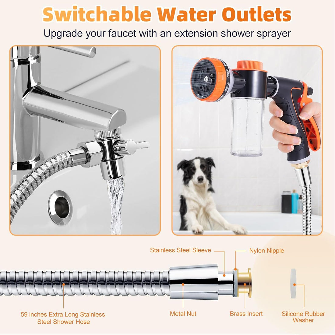 Dog Hose Attachment for Bathtub
