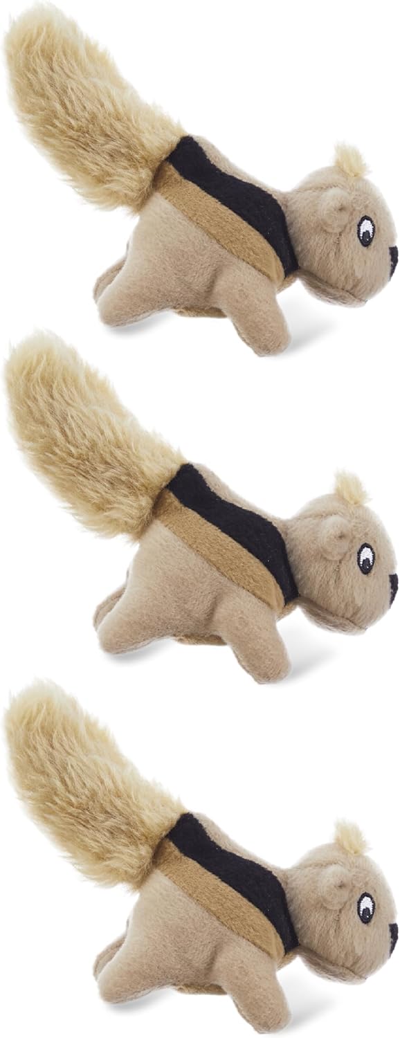 Outward Hound Squeakin' Squirrels Plush Squeaky Dog Toys, 3-Pack, 7"