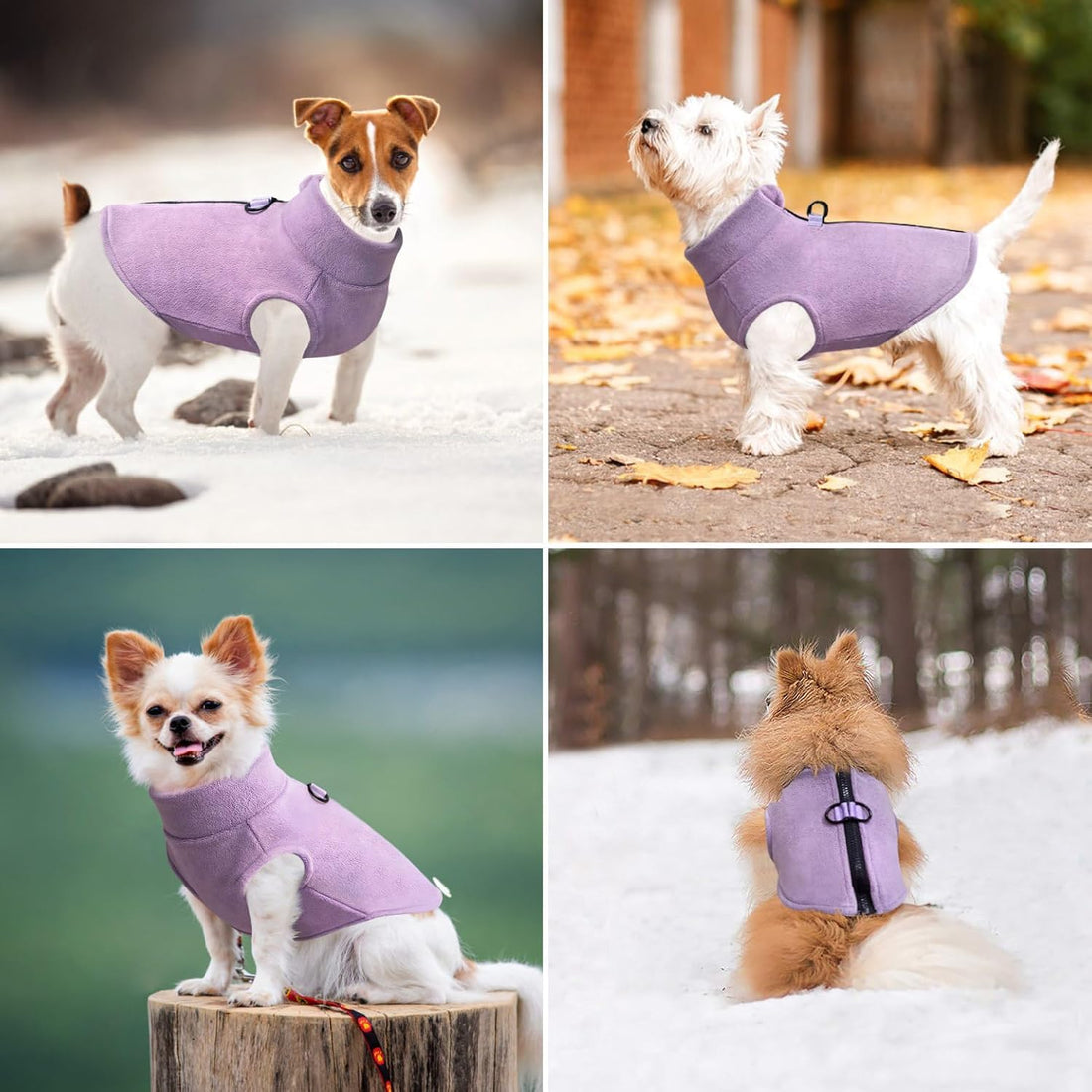 Idepet Dog Fleece Vest Sweater Zip Up Warm Pullover Dogs Jacket