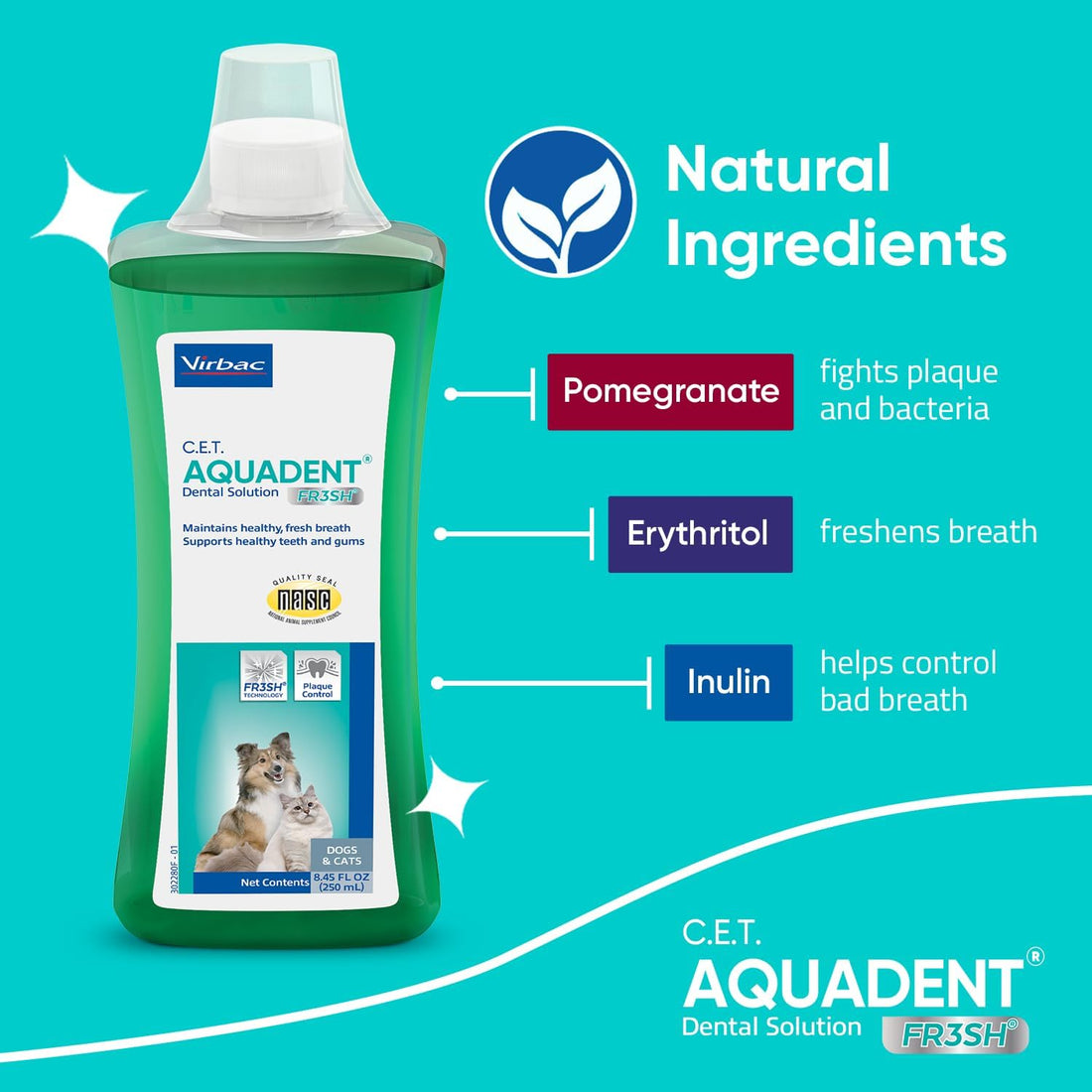 Virbac C.E.T. AQUADENT® FR3SH® Dental Solution for Dogs & Cats