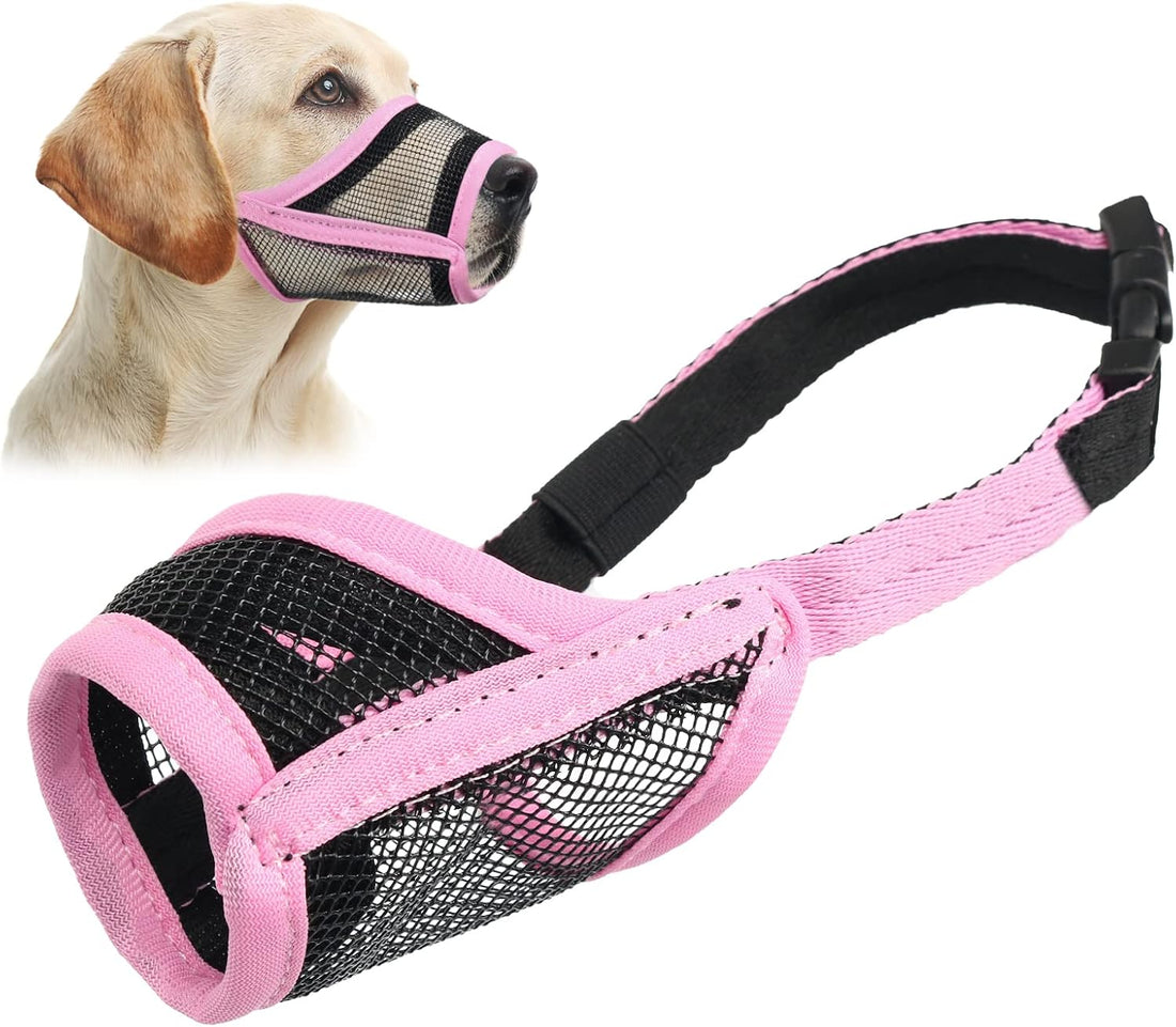 LUCKYPAW Mesh Dog Muzzle for Small Medium Dogs to Prevent Biting