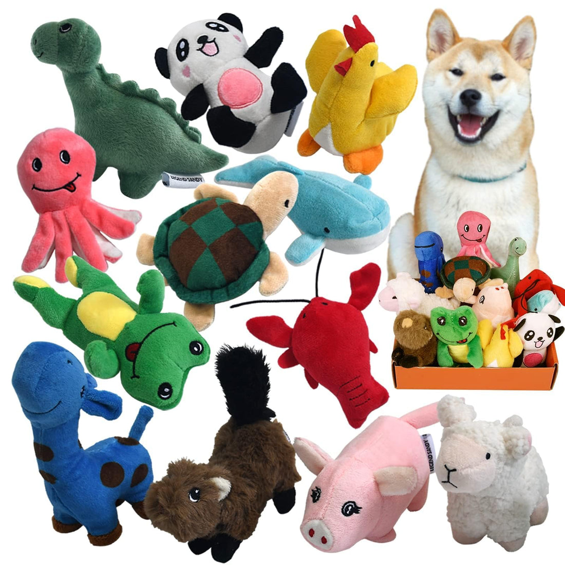 LEGEND SANDY Squeaky Plush Dog Toy Pack for Puppy