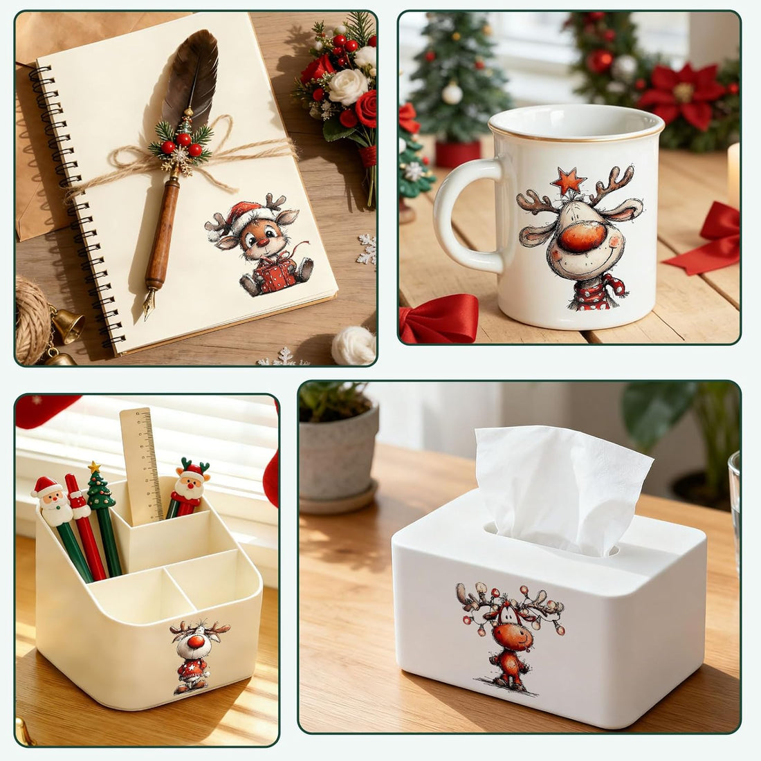 24PCS Christmas Reindeer UV DTF Cup Wrap