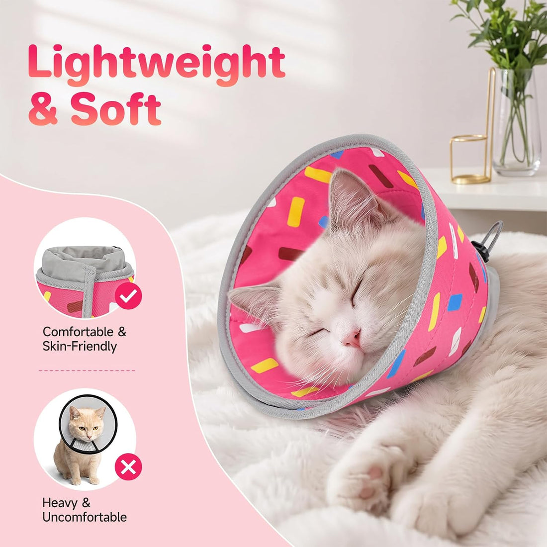 Supet Cat Cone to Stop Licking After Surgery Cat Recovery Collar