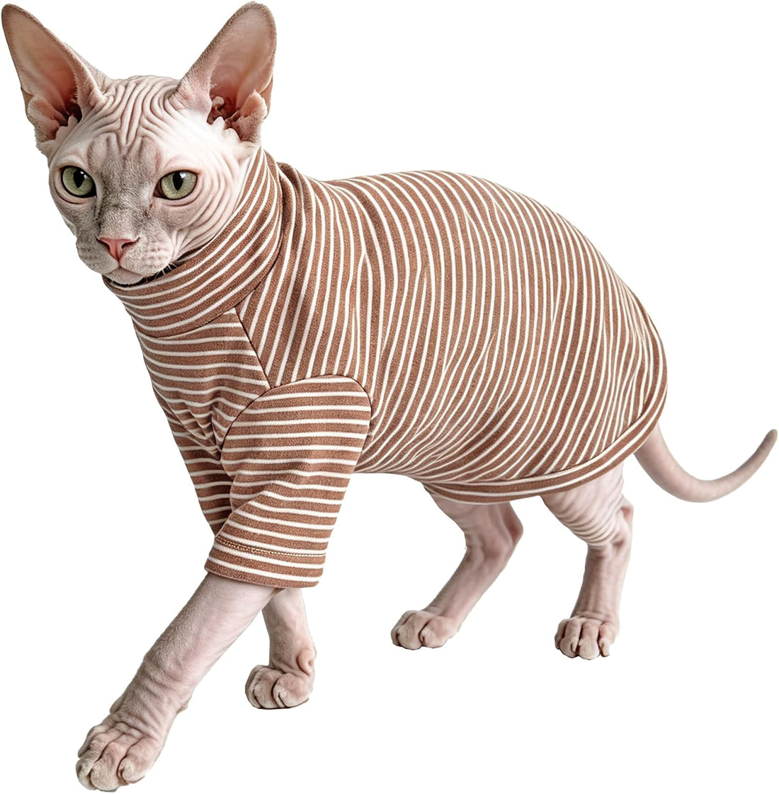 Striped Sphynx Cat Clothes Hairless Cat Fleece Sweater
