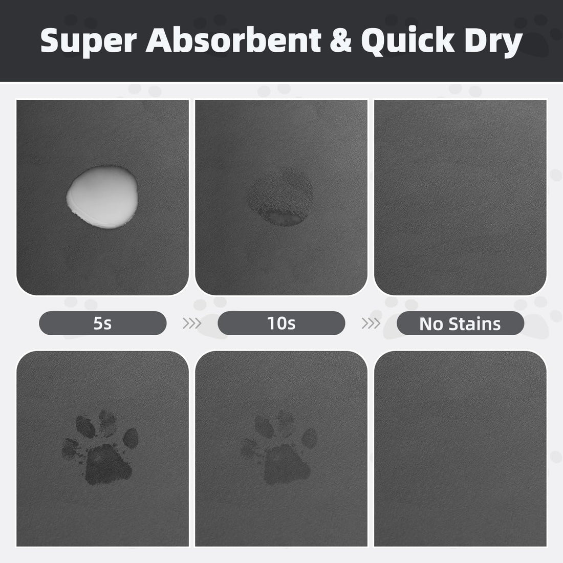 PADOOR Pet Feeding Mat-Absorbent Dog Mat for Food and Water Bowl-No
