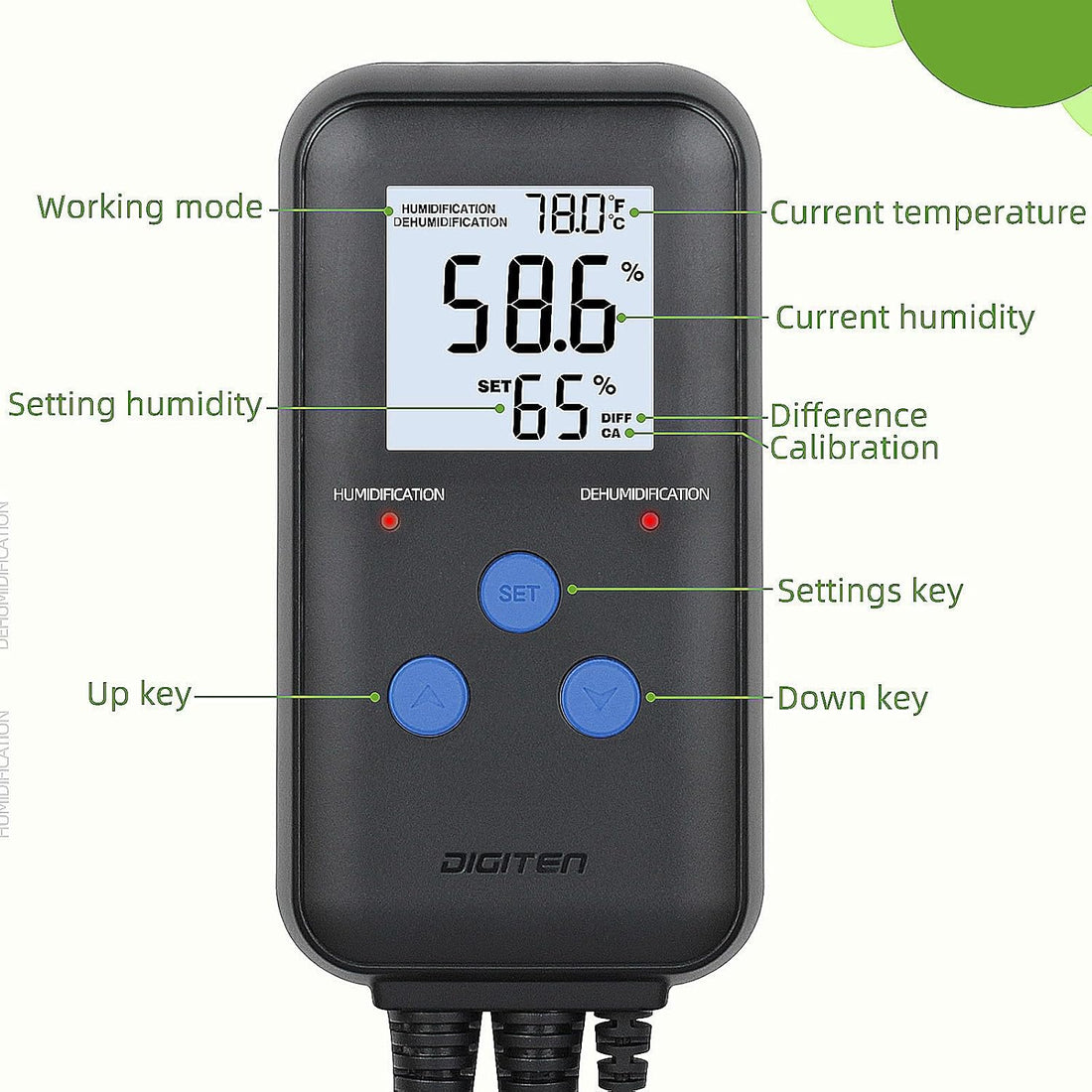 DIGITEN Humidity Controller with Temperature Display for Reptile