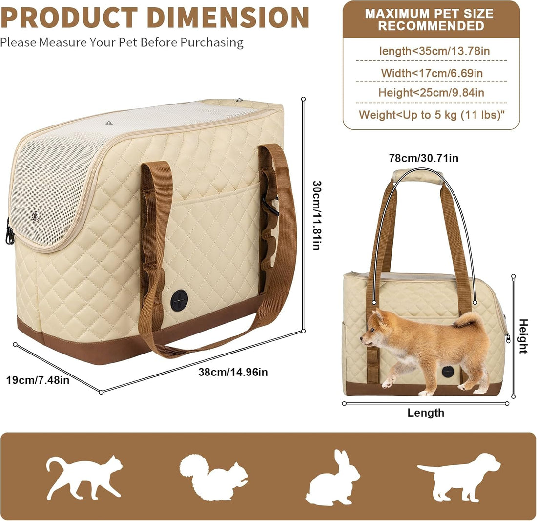 Dog Purse Carrier for Small Dogs, Soft Sided Pet Carrier with Pockets