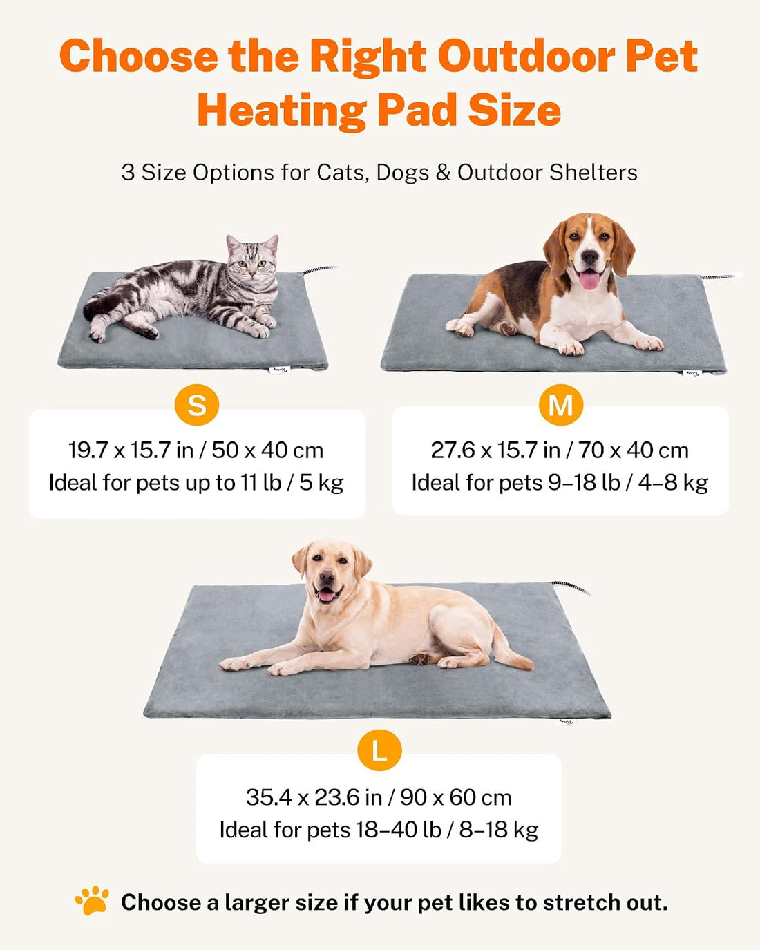 Toozey Outdoor Pet Heating Pad for Cats & Dogs, S 19.7 x 15.7 in, Gray
