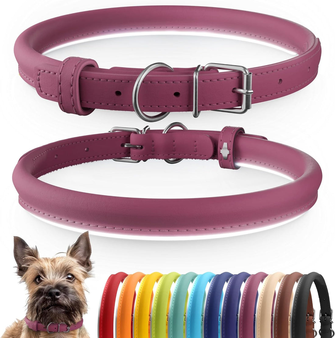 Soft Leather Cat Collar with Safety Elastic Strap