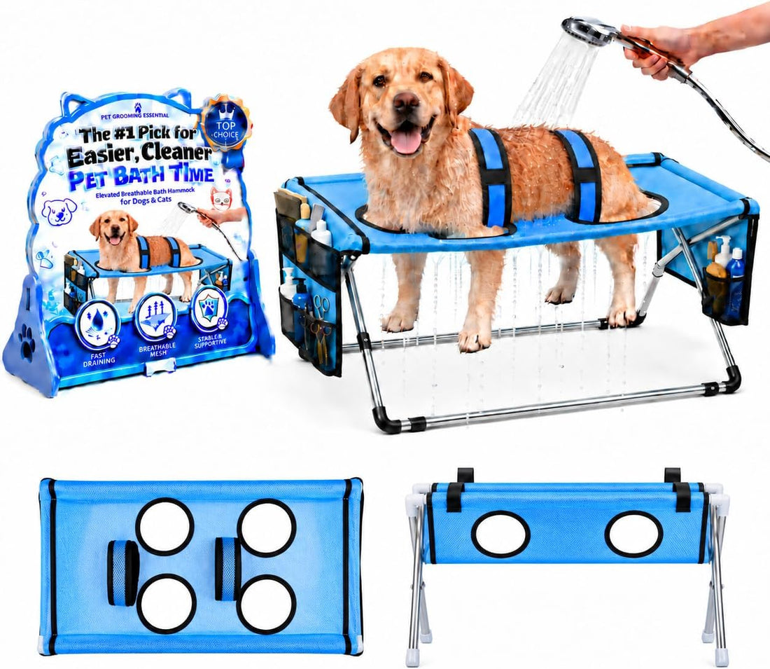 Dog Bed Foldable Grooming Hammock Stand and Bath Holder for Small Pets